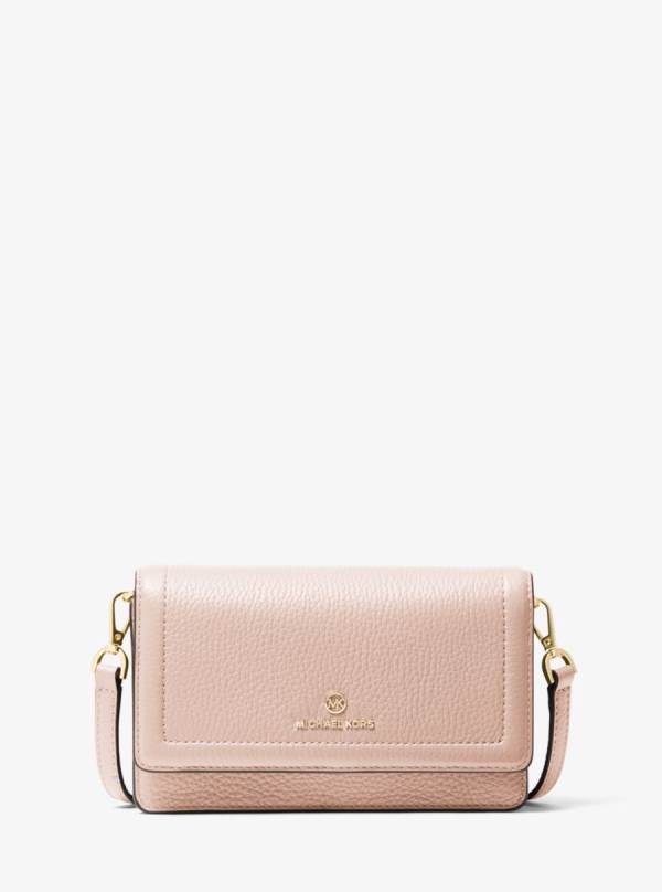Damske Crossbody Kabelka Michael Kors Jet Set Small Pebbled Leather Smartphone Convertible Ruzove - Kabelky Michael Kors Obchod | FJBCZ-5624